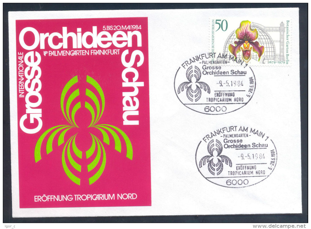 Orchidées Orchids Flora Flowers Germany 1984 -  Orchid Stamp, Grosse Orchideen Schau Show - Label & Cancel - Orchideen