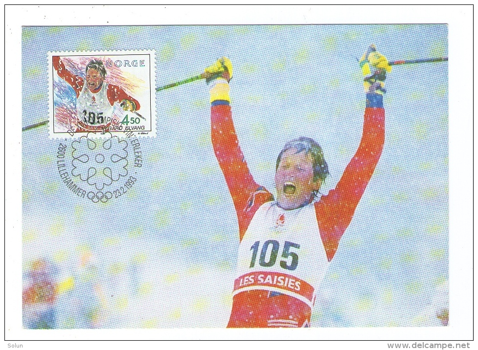 NORWAY NORGE 1993 OI LILLEHAMMER MK MC MAXIMUM CARD VEGARD ULVANG SKIING SKI SCHILAUFEN CROSS COUNTRY SKI - Maximum Cards & Covers