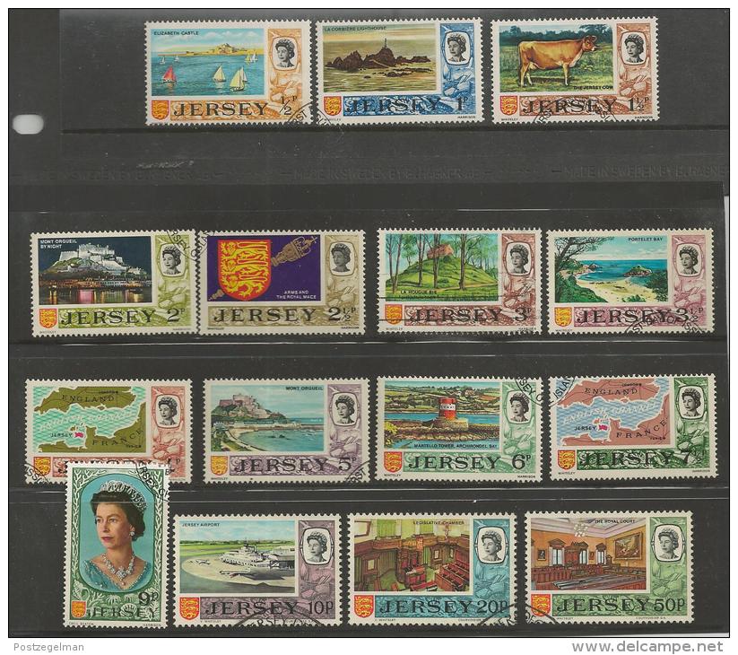 JERSEY, 1969, Cancelled Stamps, Definitives Complete, Nrs. 7-21, #2042 - Jersey