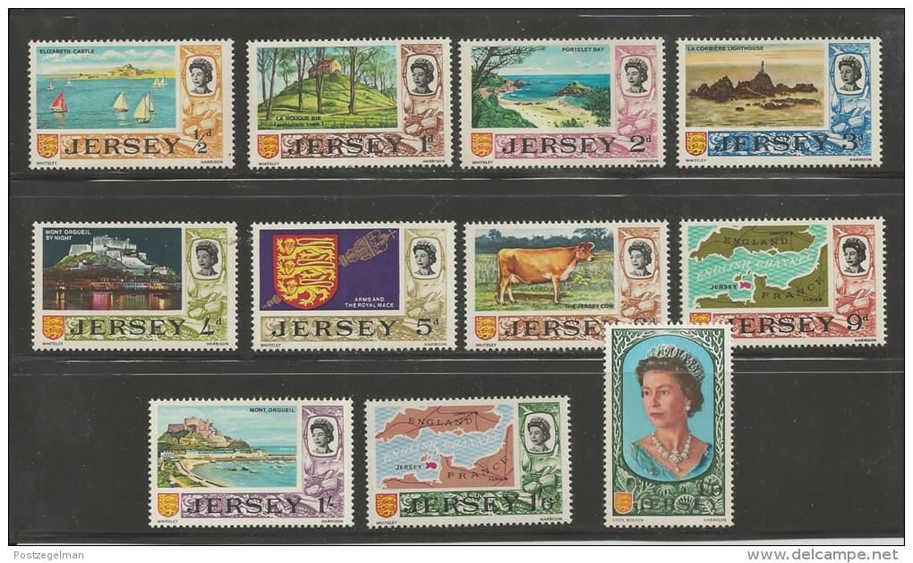 JERSEY, 1969, Mint Never Hinged Stamps, Definitives Nrs.7=17, #434 11 Values Only - Jersey
