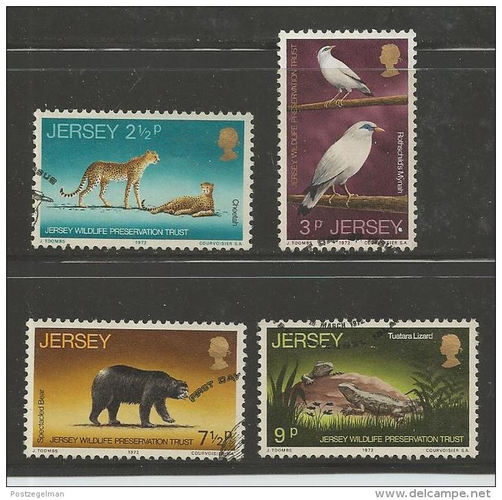 JERSEY, 1972, Cancelled Stamps, Endangered  Animals, Nrs. 65-68, #2054 - Jersey