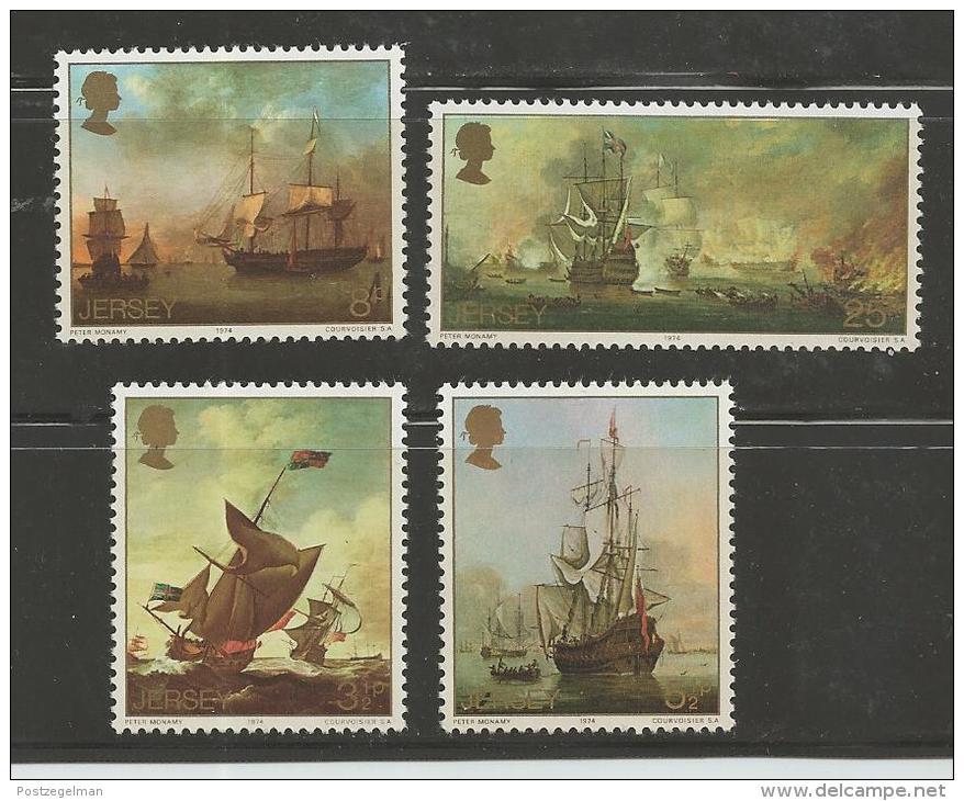 JERSEY, 1974, Mint Never Hinged Stamp(s), Ships Paintings.nrs.110-113, #4223 - Jersey