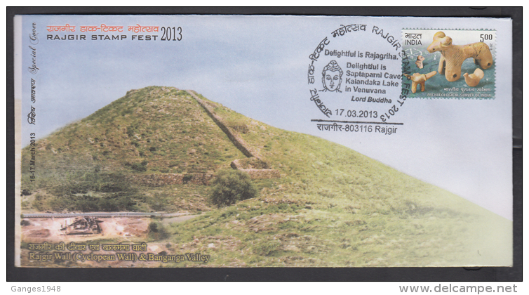 India 2013  Buddha Stupa, Saptaparni Cave  Rajgir Buddha Cancellation Cover  # 55660  Inde Indien - Bouddhisme