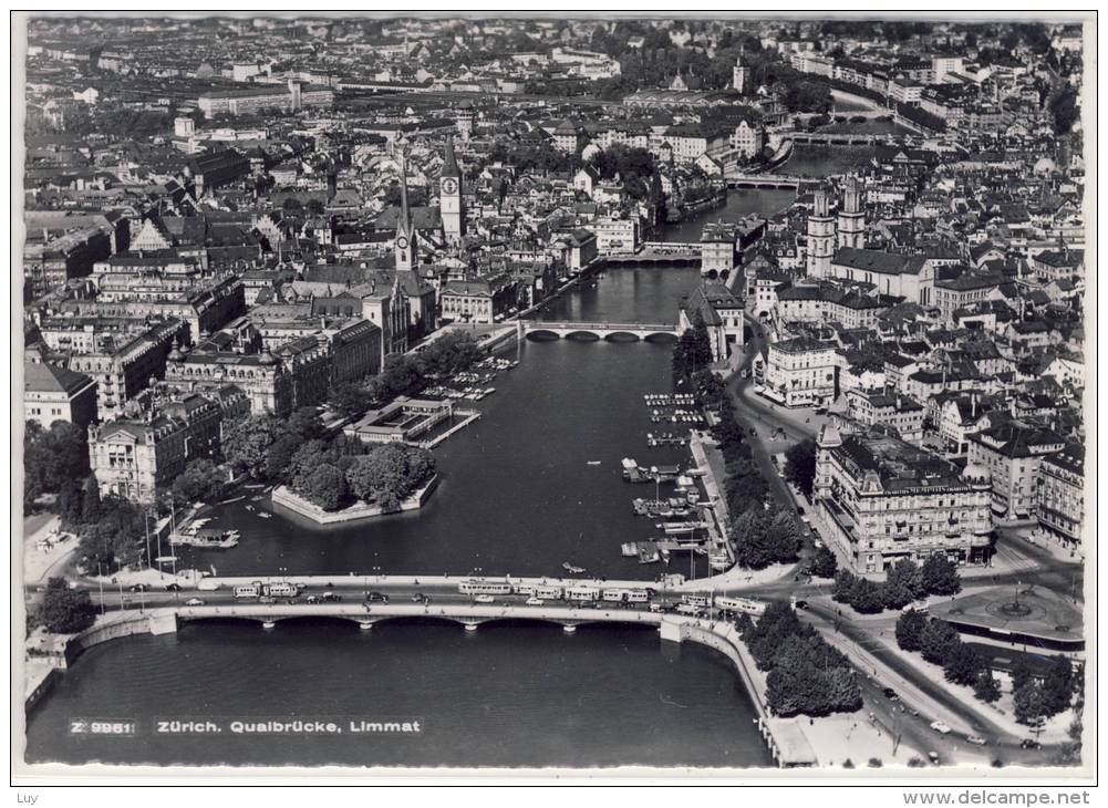 ZÜRICH - Quaibrücke, Limmat,   Fliegeraufnahme A. Jansen - Zürich