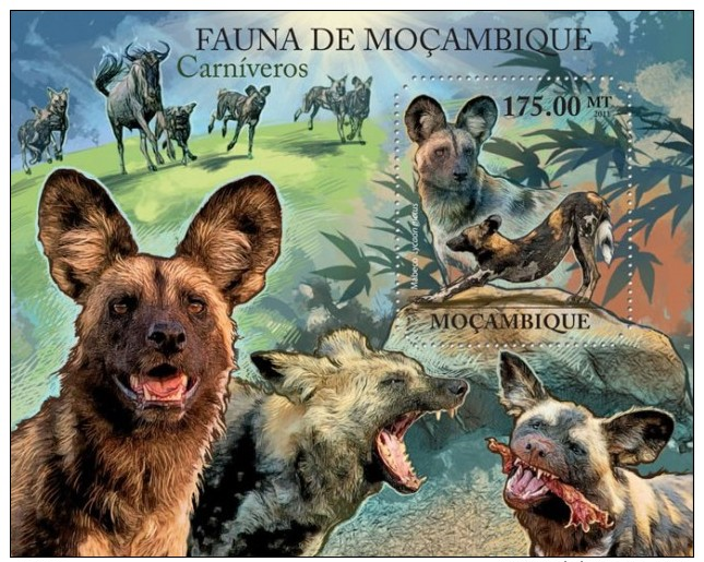 MOZAMBIQUE FAUNA AFRICAN WILD DOGS S/S MNH C11 MOZ11417B - Altri & Non Classificati