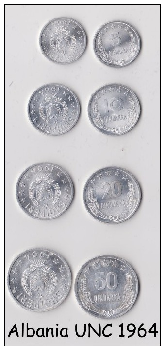 Albania Albanien Albanian Albanie  4 New Coins 1964  LEK LEKE UNC - Albanien