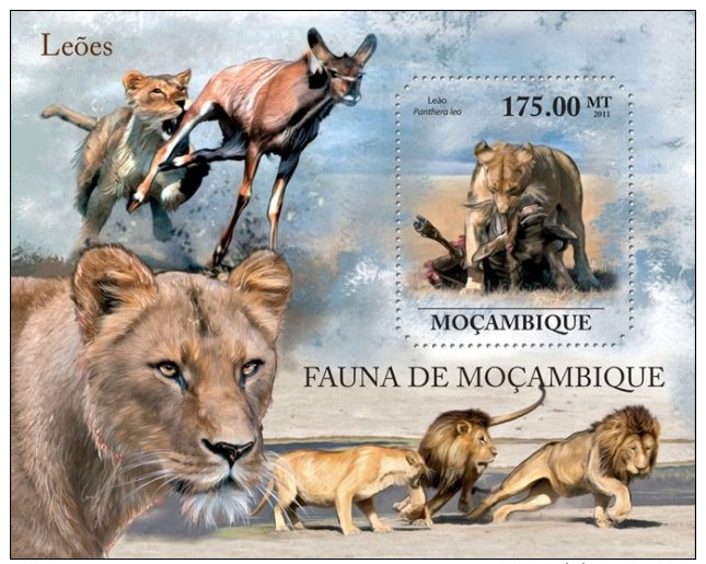 MOZAMBIQUE FAUNA LIONS S/S MNH C11 MOZ11415B - Altri & Non Classificati
