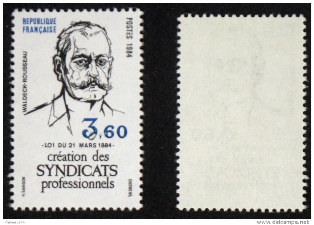 N° 2305 SYNDICATS Variété Anneau-lune Sur Le 3 TB Neuf N** - Unused Stamps