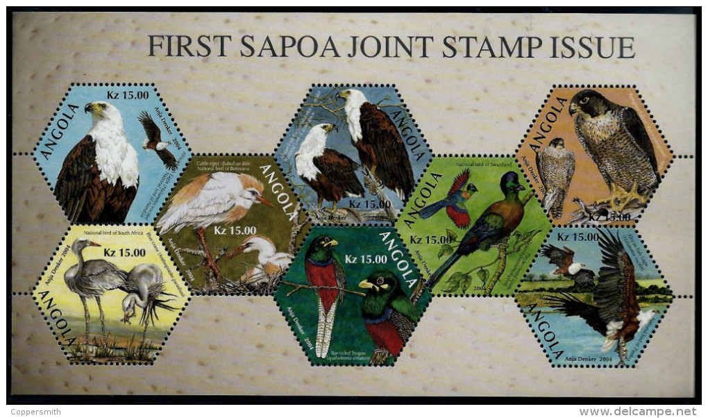 (024) Angola  SAPOA 2004 Birds Sheet / Bf / Bloc  Extremely Rare / Wanted / Scarce  ** / Mnh  Michel BL I - Angola