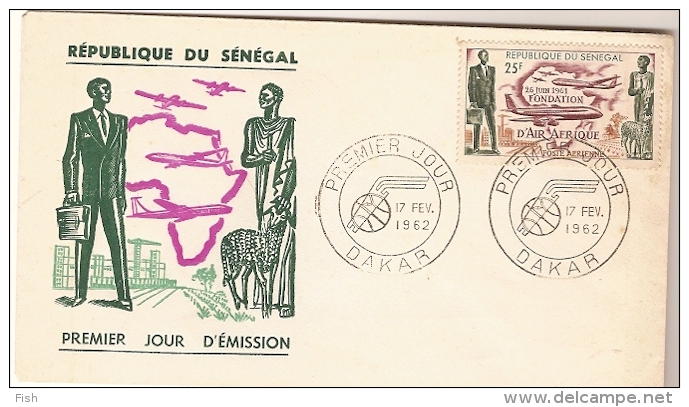 Senegal & FDC Fundação Da Companhia Aérea  Africana 1962 - Lettres & Documents