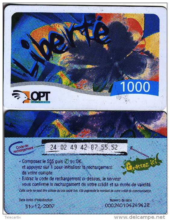 R *carte LIBERTE1000   OPT NOUVELLE CALEDONIE Utilisée Et état TTB  N°000240104249428 - Nouvelle-Calédonie