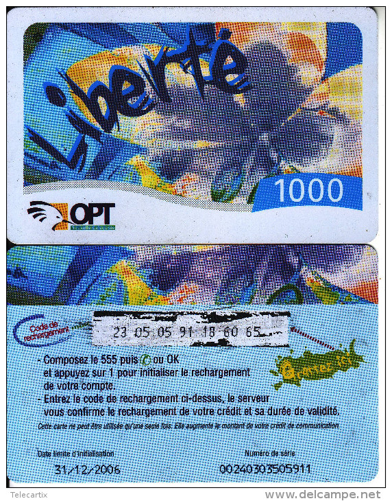 R *carte LIBERTE1000   OPT NOUVELLE CALEDONIE Utilisée Et état TTB  N°00240303505911 - Nueva Caledonia