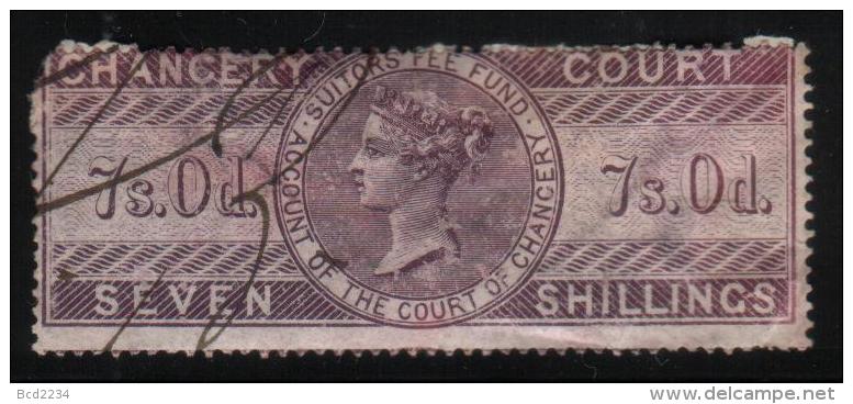 GB CHANCERY COURT REVENUE 1857 7/- LILAC WMK MACES PERF 14 BAREFOOT #76 - Fiscale Zegels