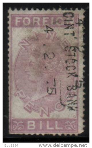 GB FOREIGN BILL REVENUE 1871 9D LILAC WMK VR PERF 14 BAREFOOT #77 - Fiscaux