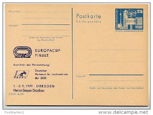 DDR P80-9-79 C17 Postkarte PRIVATER ZUDRUCK Europa-Cup Finale Dresden 1979 - Cartoline Private - Nuovi