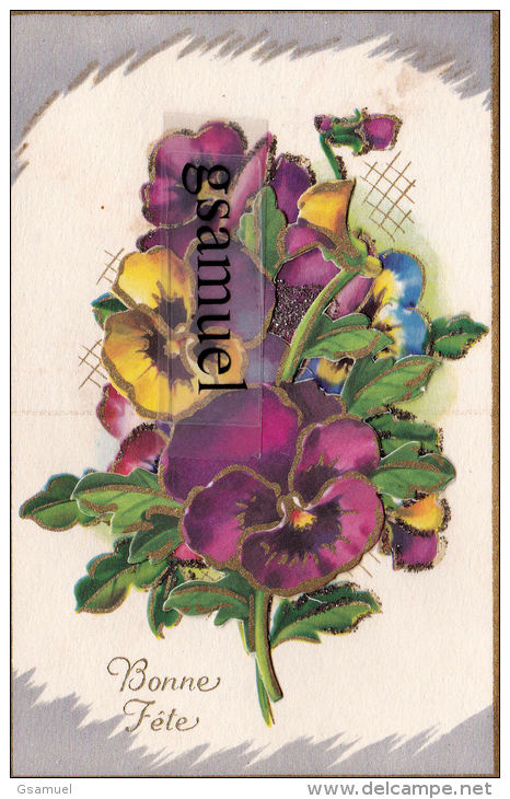 IDA - DECOUPIS ET PAILLETTES -  BONNE FÊTE - Fleurs Violettes - Carte Postale Partie D´Algérie En 1963. - (voir Scan). - Fête Des Mères
