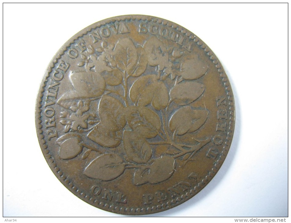 CANADA NOVA SCOTIA 1 ONE PENNY TOKEN 1856 LARGE COIN RARE - Autres & Non Classés