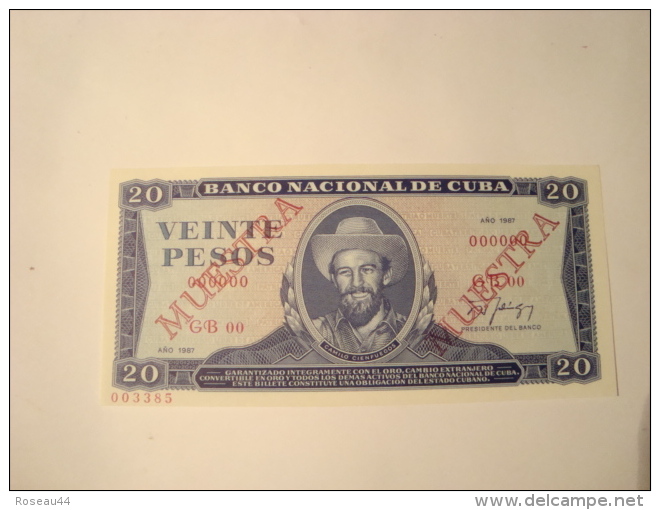 CUBA - 20 Pesos 1987 - Specimen - état Neuf - UNC - P.105 S - Cuba
