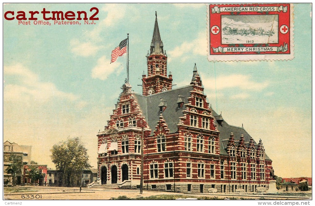 TIMBRE STAMP AMERICAN RED CROSS MERRY CHRISTMAS POST OFFICE PATERSON N.J. CROIX-ROUGE - Secourisme