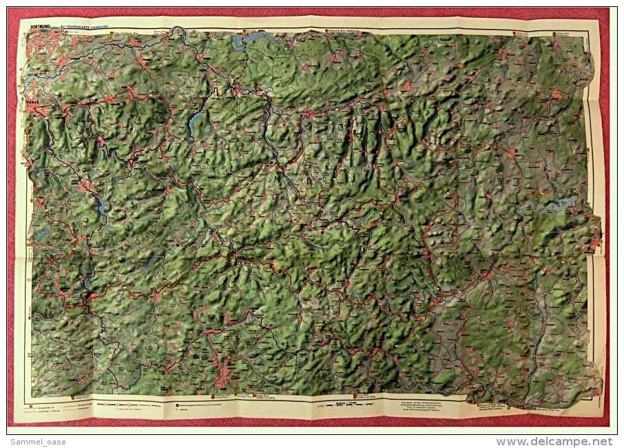 ARAL BV-Tourenkarte Sauerland -  Von Ca. 1955 - 1 : 150.000  -  Ca. Größe : 53 X 78,5 Cm - Maps Of The World