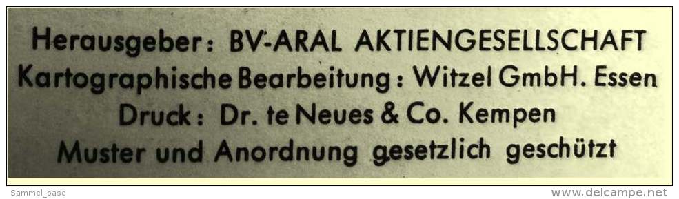 ARAL BV-Tourenkarte Schwarzwald - Südlicher Teil -  Von Ca. 1955 - 1 : 125.000  -  Ca. Größe : 69 X 62,5 Cm - Wereldkaarten