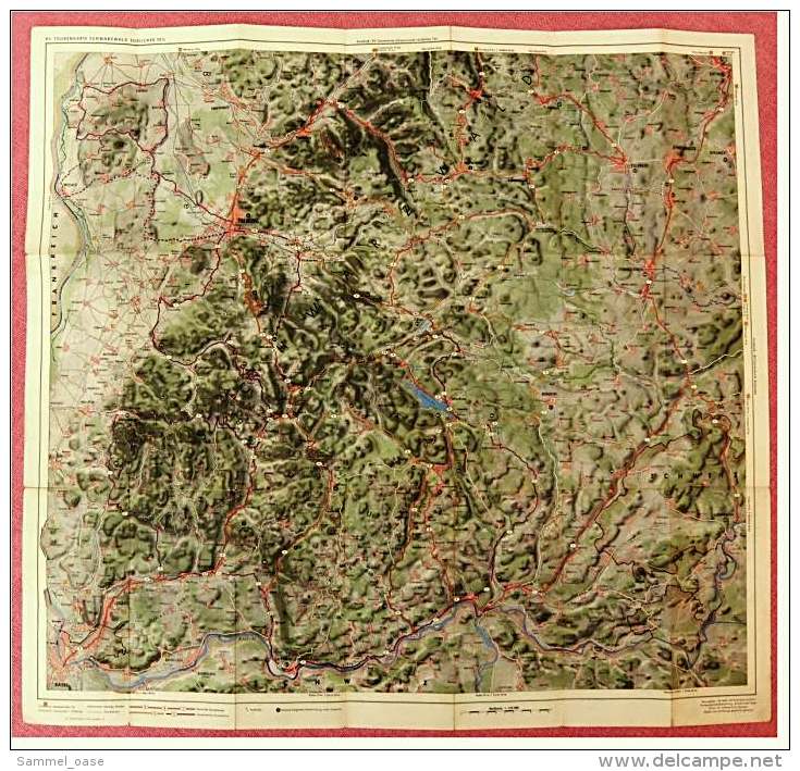 ARAL BV-Tourenkarte Schwarzwald - Südlicher Teil -  Von Ca. 1955 - 1 : 125.000  -  Ca. Größe : 69 X 62,5 Cm - Mappemondes