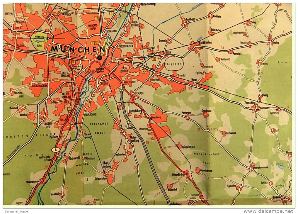 ARAL BV-Tourenkarte Oberbayern Östlicher Teil -  Von Ca. 1955 - 1 : 150.000  -  Ca. Größe : 88 X 62,5 Cm - Mappemondes