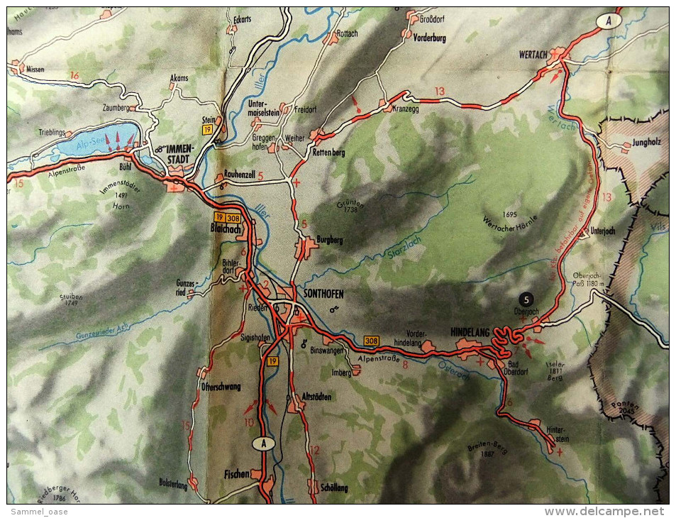 ARAL BV-Tourenkarte Oberbayern Westlicher Teil Mit Allgäu  -  Von Ca. 1955 - 1 : 150.000  -  Ca. Größe : 88 X 62,5 Cm - Mappemondes