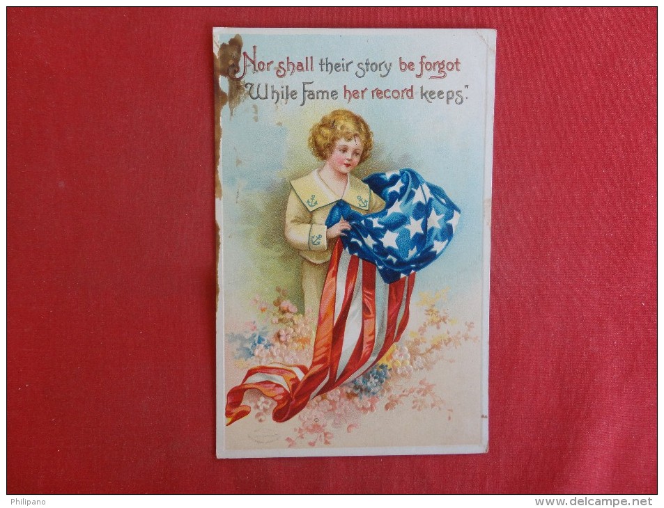 Patriotic   US Flag---Embossed  As Is Stain     Ref 1292 - Patriotiques