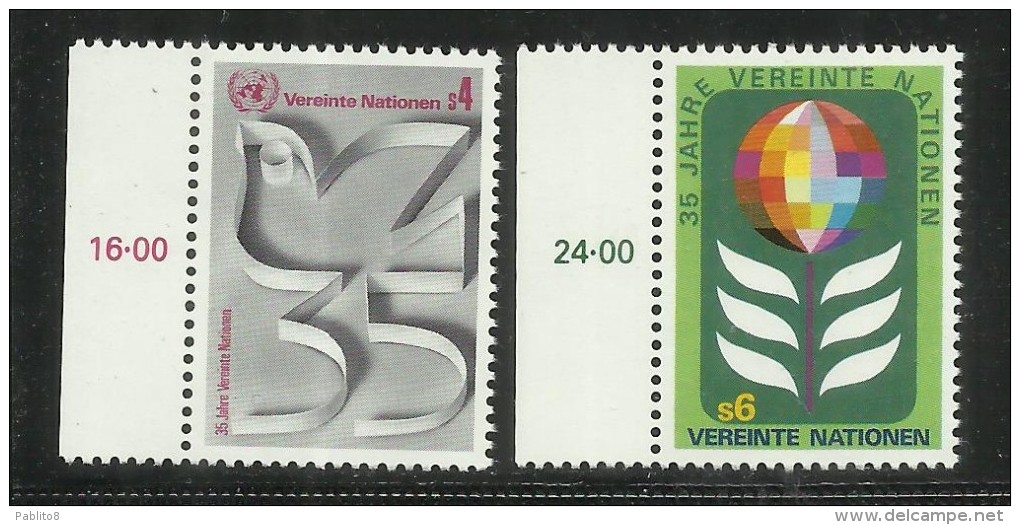 UNITED NATIONS AUSTRIA VIENNA WIEN - ONU - UN - UNO 1980 GLOBE AND LAUREL 35TH ANNIVERSARY 35 ANNIVERSARIO GLOBO MNH - Ungebraucht