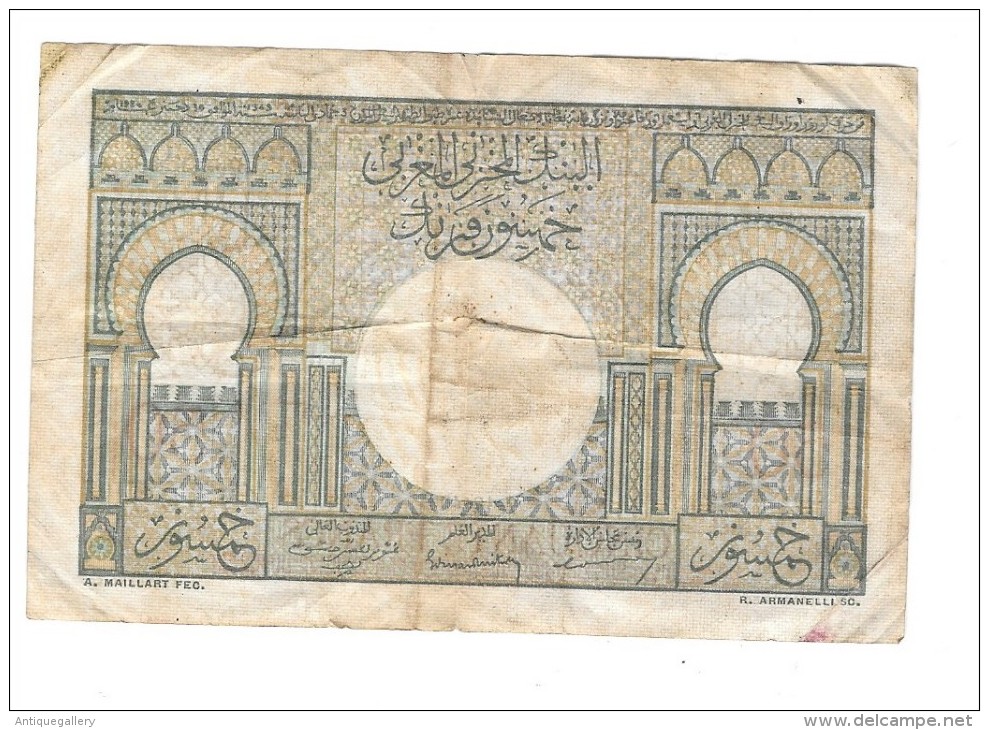 BANQUE D' ETAT DU MAROC 50 FRANCS - Marruecos