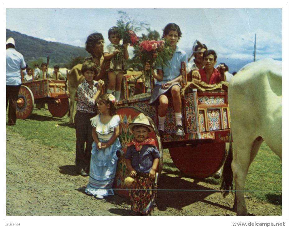 (PH 500) Costa Rice - Children In Ox  Cart - Costa Rica