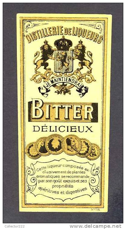 Etiquette De Liqueur: Bitter Delicieux. Decoupee (7´5 X 16 Cms) (Ref.73710) - Other & Unclassified