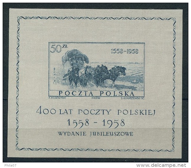 Poland 1958. - Mi. No. 1085 Block No. 22. Interesting, 2 Scans. - Neufs