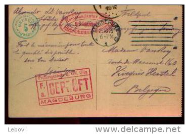 CP (Soldat Belge) Ayant Circulé En Franchise De MAGDEBOURG (Offizier-Gefangenen Lager) à HERSTAL - Datée Du 20 10 1916 - Kriegsgefangenschaft
