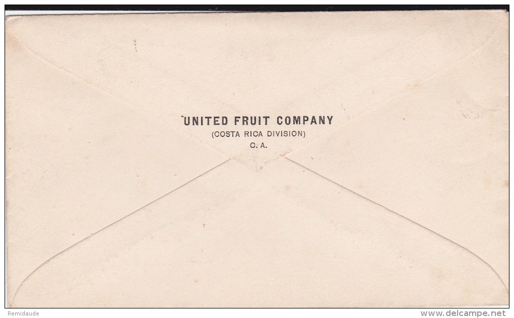 COSTA RICA - ENVELOPPE ENTIER AVEC REPIQUAGE "UNITED FRUIT COMPANY" Pour LONDON - Costa Rica