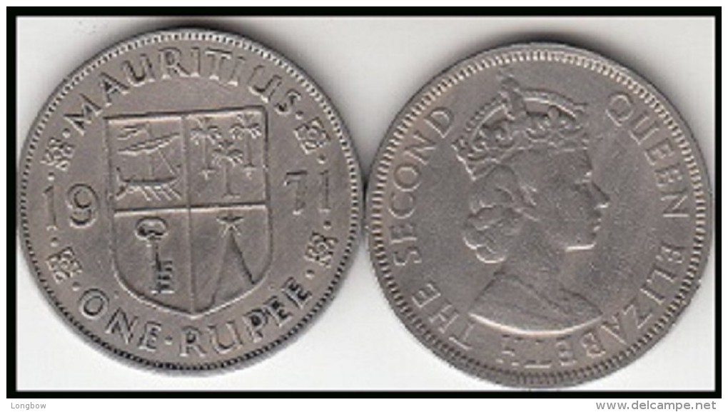 MAURITIUS 1 RUPEE 1971  Queen Elizabeth II - KM#35.1 - Used - Mauritius