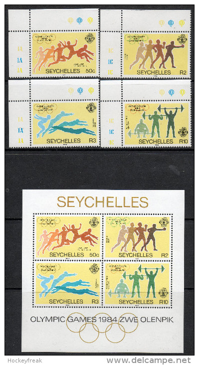 Seychelles 1984 - Olympic Games, Los Angeles Set + Miniature Sheet SG592-MS596 MNH Cat £5.85 SG2015 - Seychelles (1976-...)