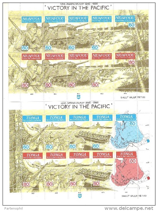 ** TONGA VICTORY IN THE PACIFIC 2 SHEETS MNH II W.W. - 2. Weltkrieg