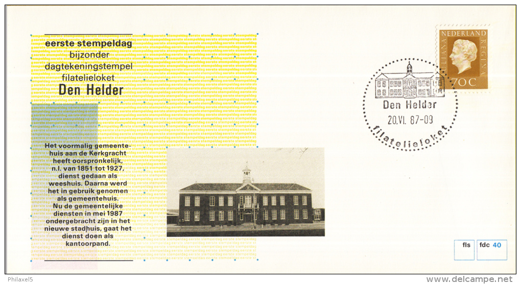 Nederland &ndash; FDC - Eerste Stempeldag Filatelieloket - Den Helder - 20 Juni 1987 &ndash; Nummer 40 - Poststempels/ Marcofilie