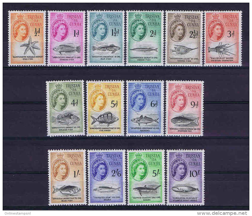 TRISTAN DA CUNHA SG 28-41 1960 MARINE LIFE DEFINITVE SET OF 21. MNH  Yv 28-41 - Marine Life