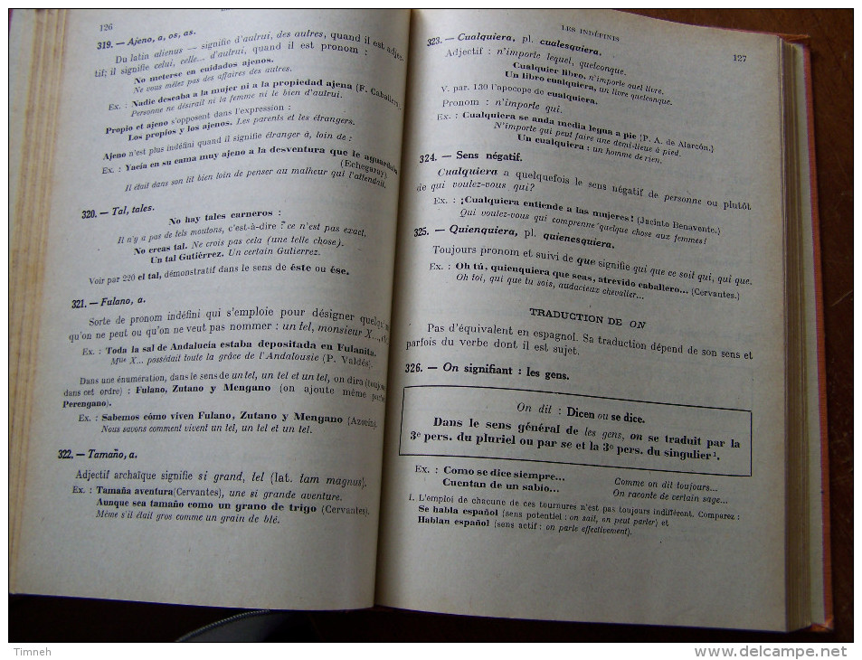 GRAMMAIRE ESPAGNOLE AVEC EXCERCICES PRATIQUES M. DUVIOLS & J. VILLEGIER 1957 HATIER - 12-18 Ans