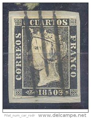 ESPAÑA Nº 1. 6 CUARTOS DE 1850 S/FRAGMENTO.BARRAS DE LOGROÑO, 4 MARGENES - Nuevos