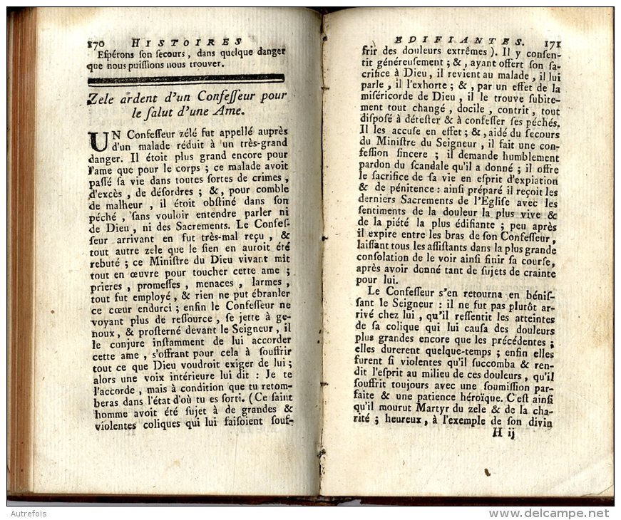 1786  -  HISTOIRES EDIFIANTES ET CURIEUSES  -  OEUVRES SPIRITUELLES DE M L ABBE B.  -  388 PAGES  -  16 X 10 CM - 1701-1800