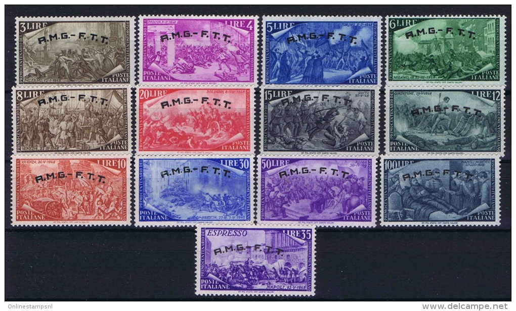 Italy AMG FTT, 1948 Sa 18-29 + E 5  , Mi 34-36  MNH/** - Ongebruikt