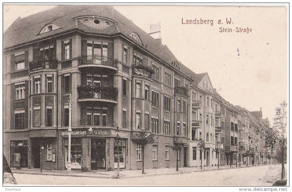 Landsberg Warthe Gorzów Wielkopolski Steinstraße Fabrik Feinster Fleisch Wurstwaren R. Wilhelm ROTES KREUZ Feldpost 1918 - Neumark