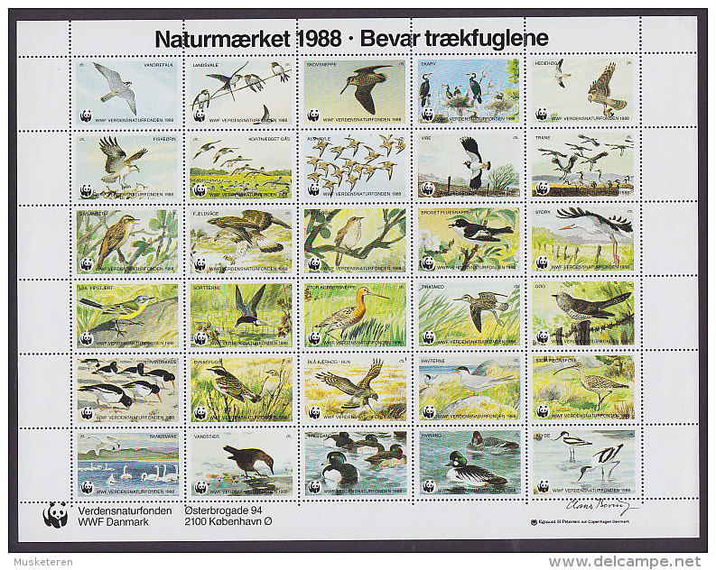 Denmark WWF Panda Issue 1988 Sheet Bird Vogel Oiseau MNH** - Other & Unclassified