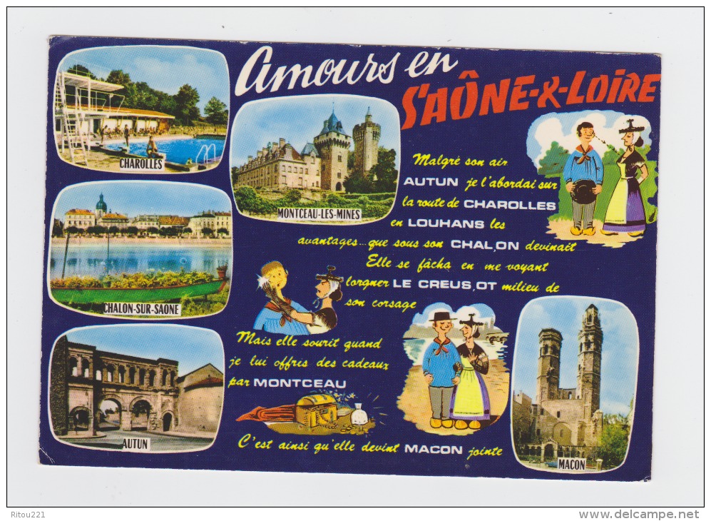 71 - Amours En Saone Et Loire - Humour Folklore Coffre Trésor Pièce Monnaie Bijoux Amoureux MACON CHAROLLES AUTUN - Monete (rappresentazioni)