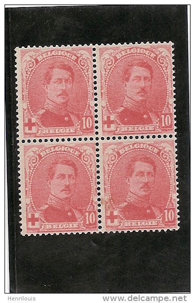 BELGIQUE   Bloc De 4 Croix Rouge 1914 *  (ref1328 ) - Unused Stamps