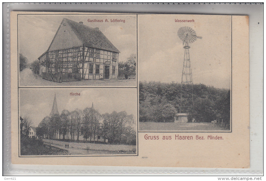 4798 BAD WÜNNENBERG - HAAREN, Gasthaus Lötfering, Wasserwerk, Kirche, 1908 - Bad Wünnenberg